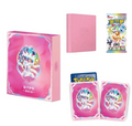 Sylveon-themed pink gift box with binder, card sleeves, and Terastal Gathering booster pack