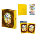 Jolteon-themed yellow and brown gift box with binder, card sleeves, and Terastal Gathering booster pack